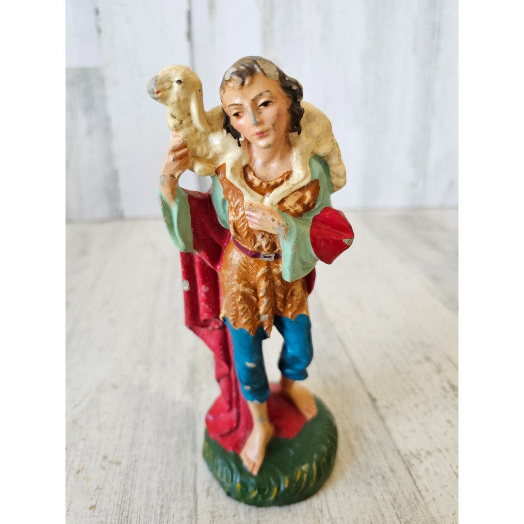 Vintage Italian Boy Shepherd Sheep AS IS Italy Italian Nativity Village