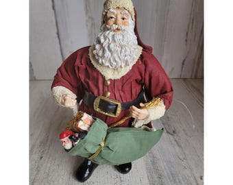 Santa claus Windsor fabric mache xmas vintage toy bag decor figure