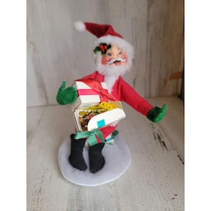 Annalee Santa gift box rocking horse xmas home decor vintage