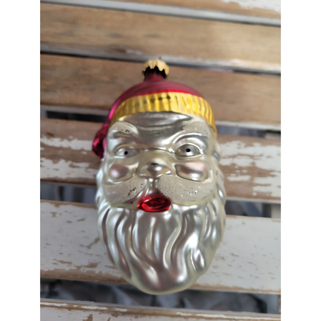 West Germany Santa Glass Ornament Vintage Xmas Tree Face - Etsy
