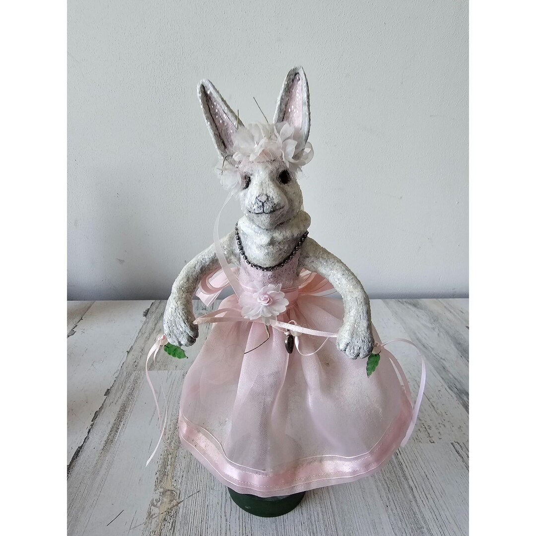Bethany Lowe ? Rabbit Bunny Ballerina Heart Easter Decor Unique Glitter ...