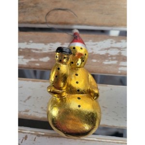 Metallic snowman gold unique ornament Xmas holiday tree