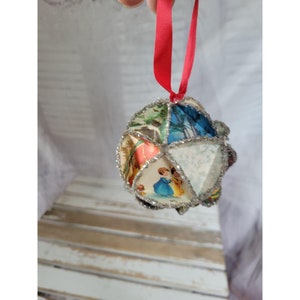 Vintage paper glitter ornament Xmas tree