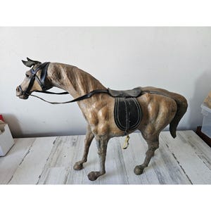Vintage leather horse equestrian home decor statue figurine unique
