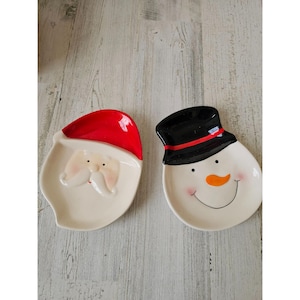 Atico snowman Santa trinket tray plate Xmas decor