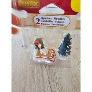 Lemax sled snowball ready tree set Xmas village new