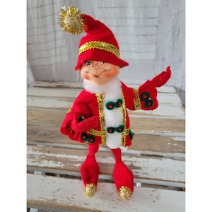 Annalee pixie red elf gold Xmas decor