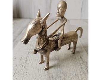 Vintage horse African male statue figuring horseback riding man unique
