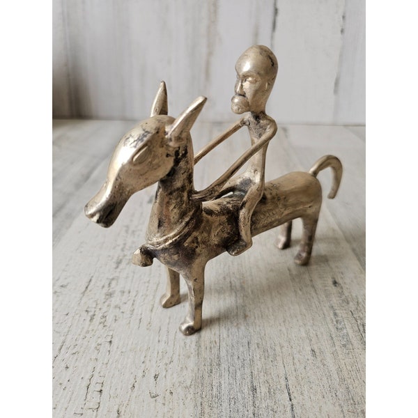 Vintage horse African male statue figuring horseback riding man unique