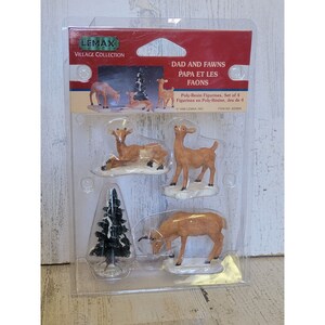 Lemax 1999 dad fawns snow village accessory Xmas