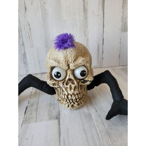 Mohawk punk rock skull skeleton Halloween prop light up talking lawn decor