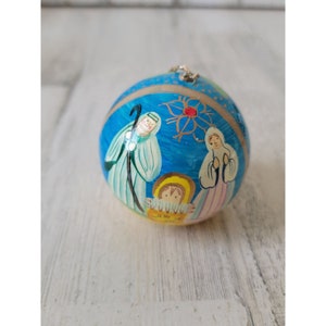 Jesus nativity scene ball ornaments palm tree Xmas decor