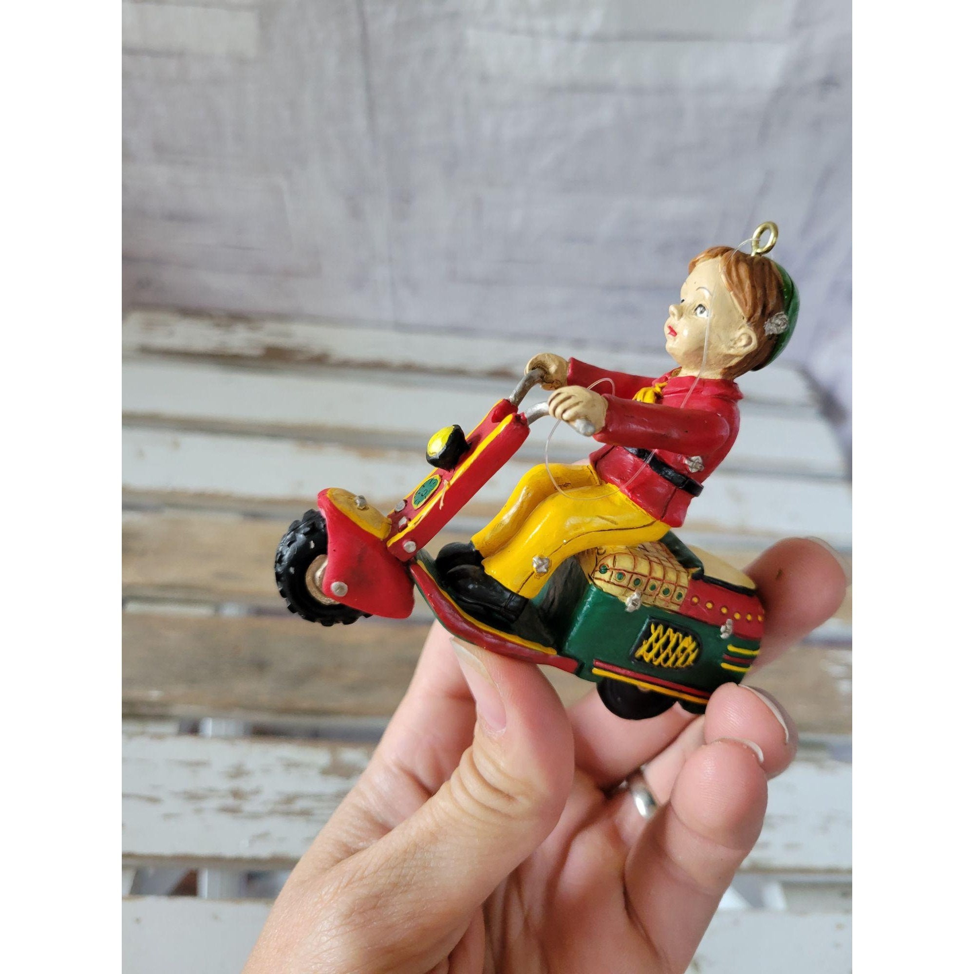 Moped boy scooter ornament vintage Xmas holiday tree Etsy
