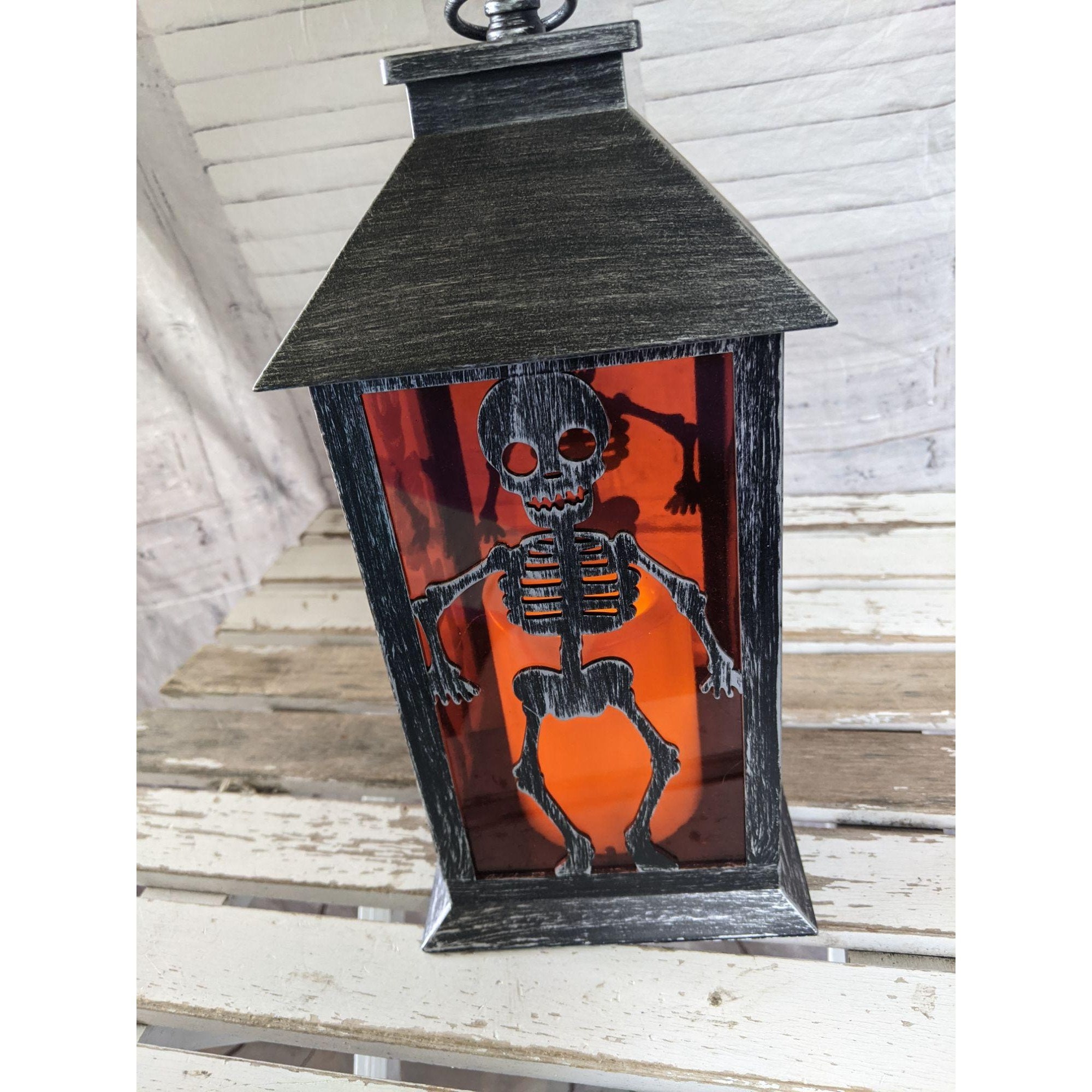 Light up skeleton lantern lamp flickering batterypowered Etsy