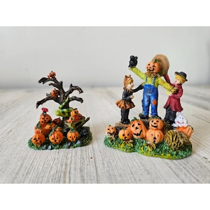 Vintage East West Halloween pumpkin village people Forest scarecrow decor tree snake tree