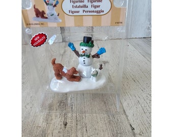 Lemax Play with me snowman dog Xmas village accessory new