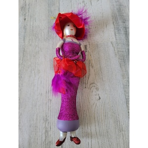 De carlini elegant shopper lady Italian glass vintage ornament purple