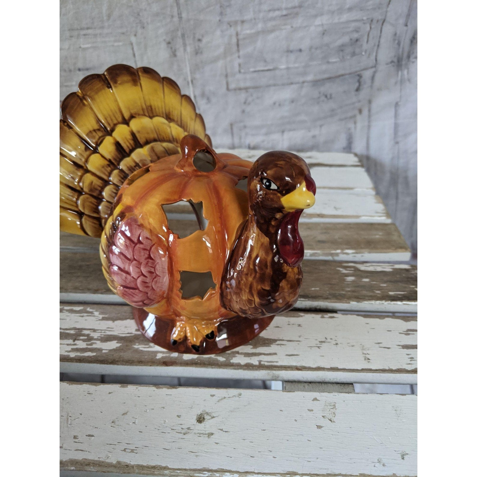 Ceramic turkey Thanksgiving candle tea light holder to core Etsy