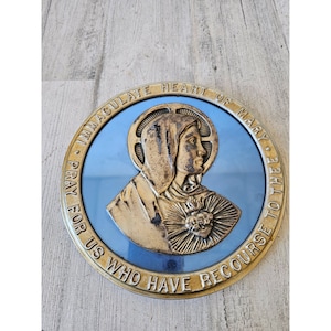 Hanging Mary heart religious decor immaculate vintage