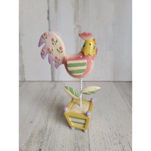 Unique spring rooster chicken plant home decor figure flower