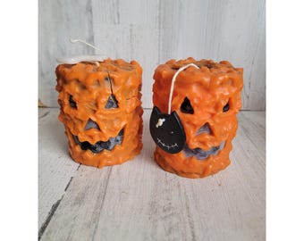Vintage pumpkin AS IS candle wax unique dipped Halloween home decor