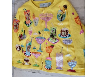 Vintage design options Philip Jane Gordon margarita yellow cardigan martini alcohol wine