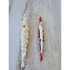 Glitter kerstman ijspegel vintage ornament set wit rode ster kerstboom