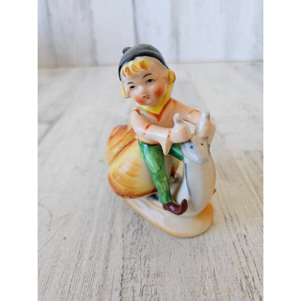 Vintage occupied Japan elf snail sculpture figurine porcelain decor unique