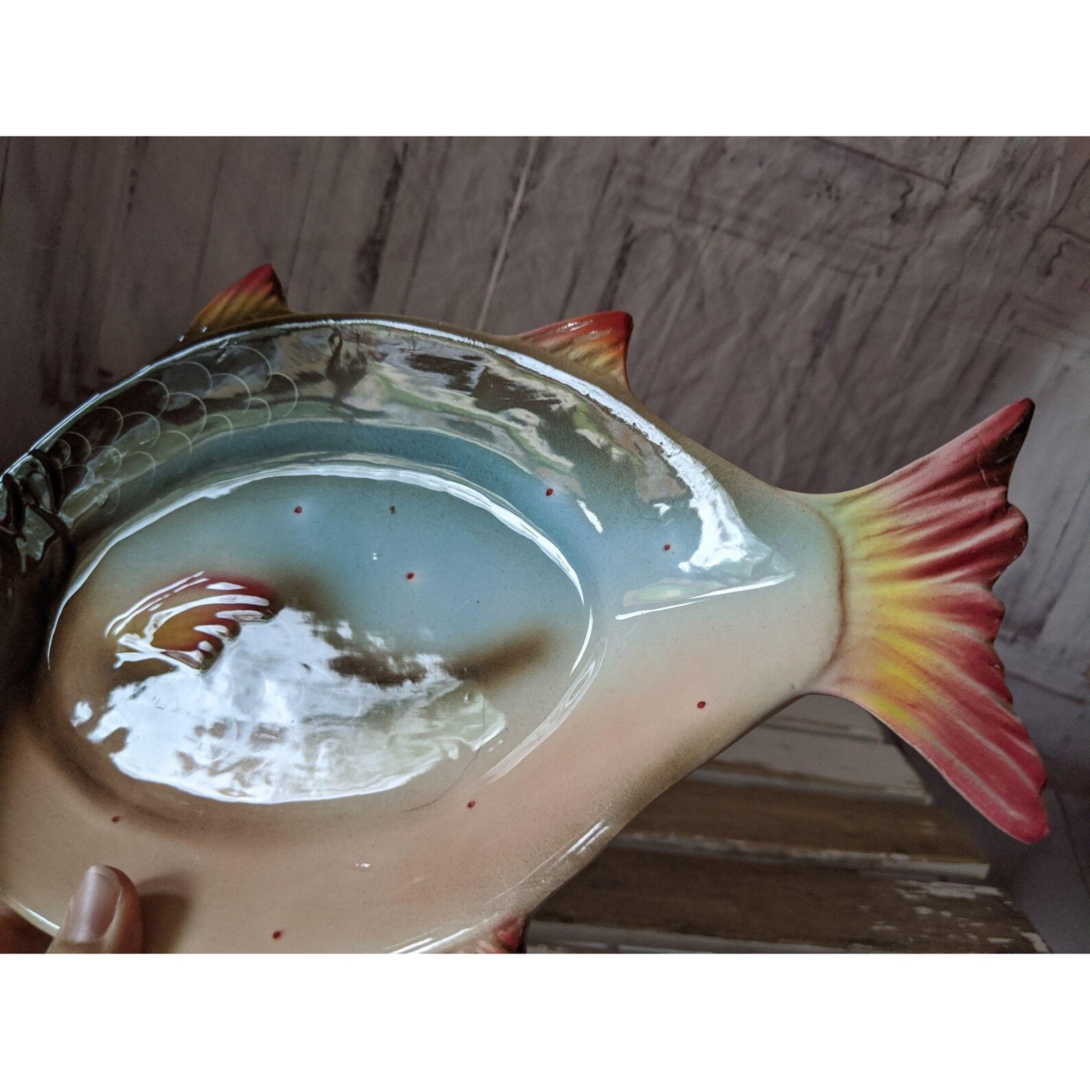 Vintage Italian fish platter plate colorful fisherman Etsy