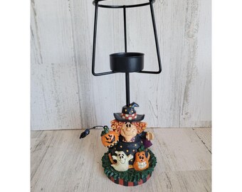 Rustikaler Vintage Hexen Teelichthalter aus Holz