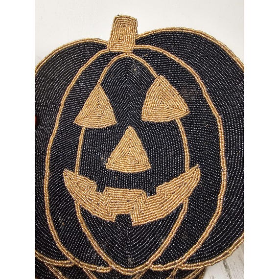 Isaac Mizrahi Beaded Pumpkin Halloween Charger Placemat Table Mat