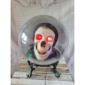 Gemmy skeleton ball 14&quot; large fortune teller WORKS Halloween prop