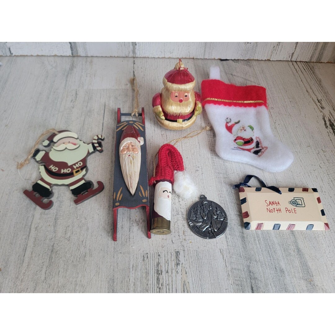 Unique Santa Unique Santa Vintage Variety Sled Ornament Xmas Set - Etsy