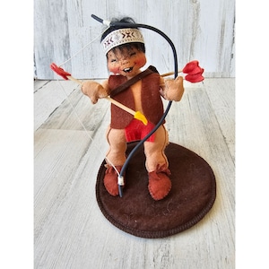Annalee Indian bow arrow boy signed thorndike1993 Thanksgiving Halloween decor