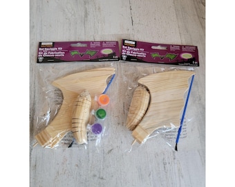 Juego de murciélagos de Halloween pintados de madera, accesorio único de decoración para el hogar