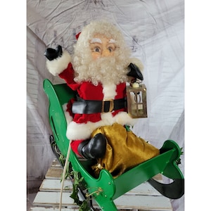 Santa sleigh motionette vintage Xmas home decor large