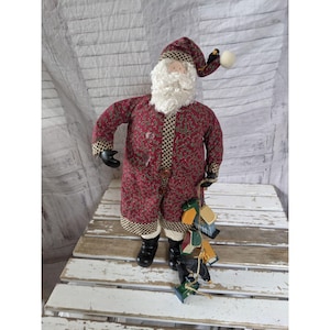 Folk art country birdhouse Santa Xmas home decor 15&quot;