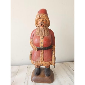 Vintage wooden rustic 26&quot; Santa large statue figurine