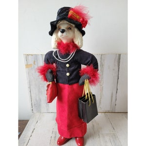 Dog shopping diva poodle statue Victorian funny home decor unique puppy