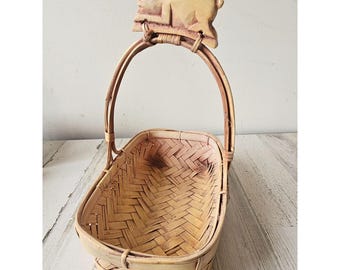 Vintage wicker bunny rabbit spring Easter decor shabby chic vintage