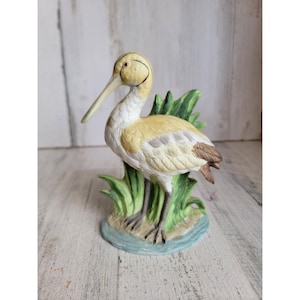 Vintage ceramic pelican bird statue water grass nature figure