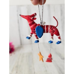Glitter dog star ornament unique shabby chic Xmas tree