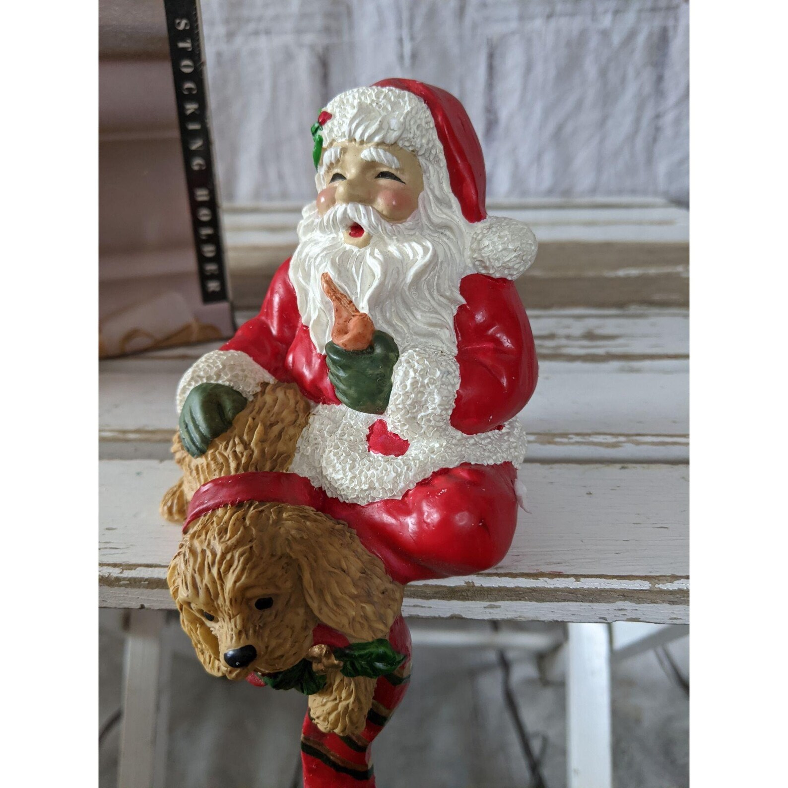 Linens n things Santa stocking holder dog puppy Xmas decor Etsy