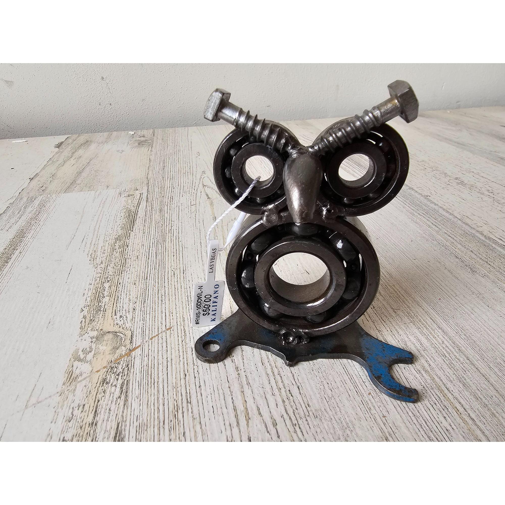 Kalifano owl metal art screw bolt statue figurine recycled bird unique