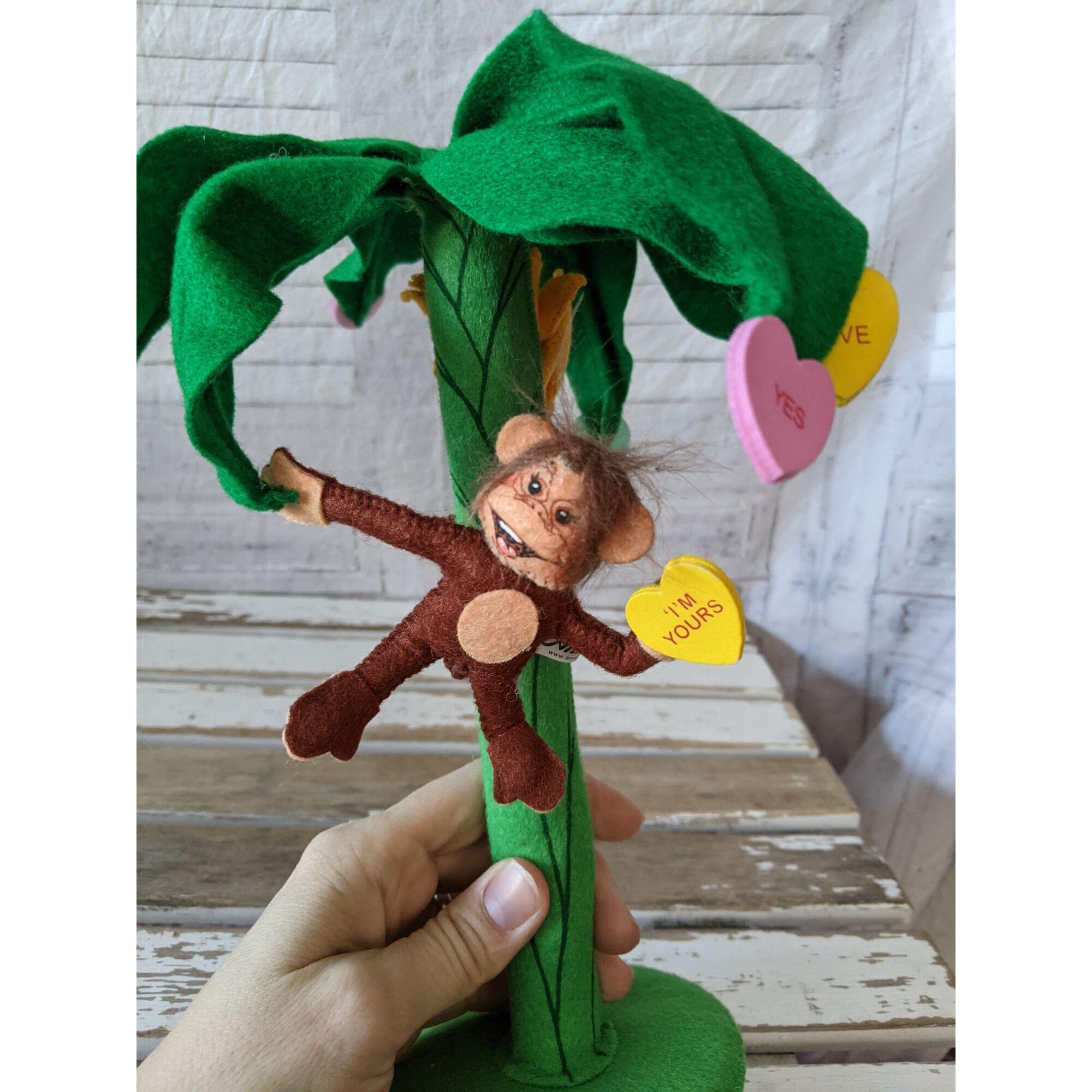 RSVP I Love You Bunches: Monkey with Closed Eyes Sitting on  Annalee monkey tree bananas for you Valentine palm main image 2