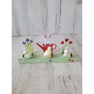 Easter Garden rabbit bunny tea light shape candle holder