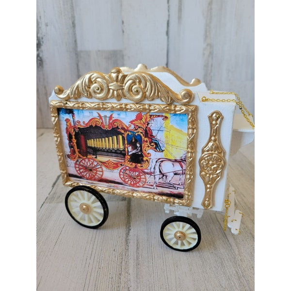 Circus wood vintage car cart train kit white horses unique