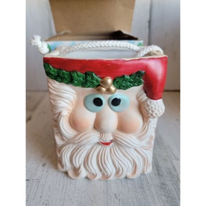 Ceramic paper bag Santa Claus face Mini xmas figure