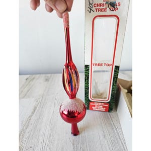 Commodore antique mini tree topper glass blocked mercury Xmas tree red