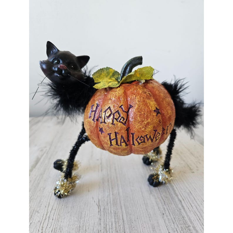 Hanging Unique Cat Pumpkin Decor Statue Etsy